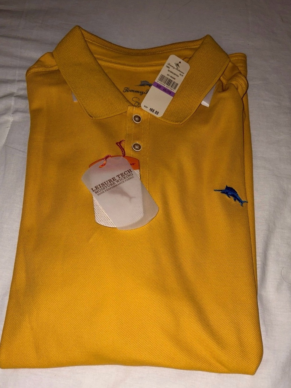 Tommy Bahama Yellow Polo with Blue Marlin Embroidery